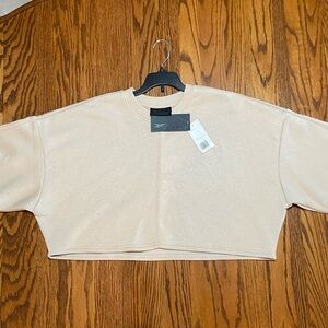 Reebok Cardi B Modern Beige Crop Top Sweatshirt Short Sleeve Size 2X & 3X NWT.